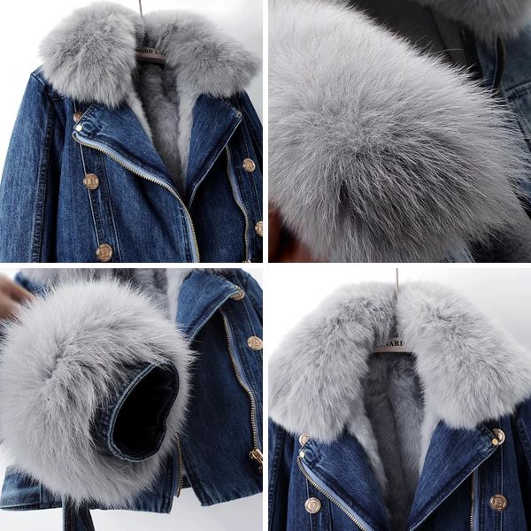 Lorena™ – Denim Jas met Luxe Imitatiebontkraag