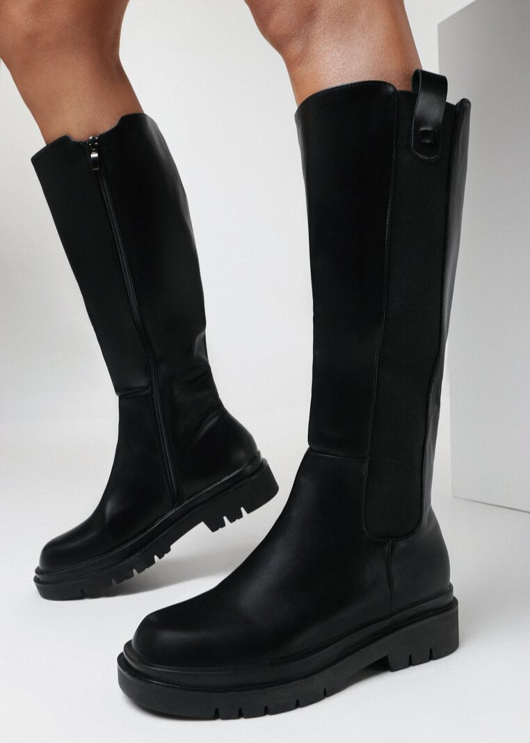 Giulia – Minimalistische Zwarte Hoge Laarzen