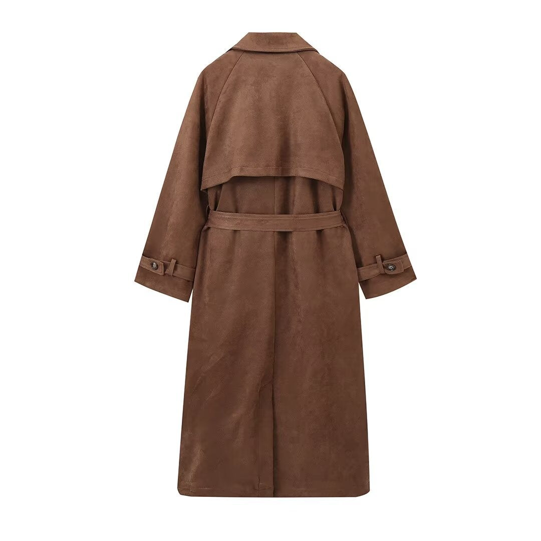 Vogora Molly Lange Faux Suède Trenchcoat