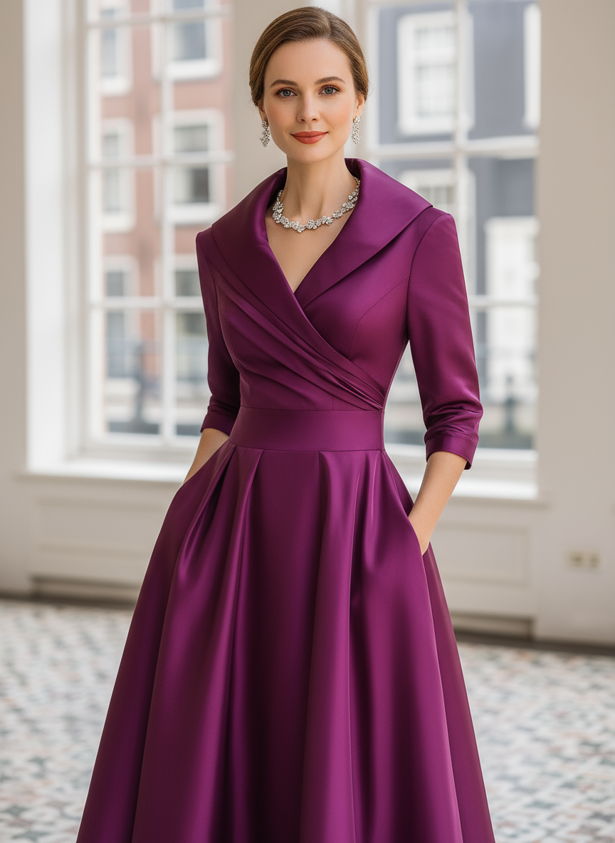 Ariellea™ – Satijnen Midi Jurk