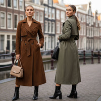 Vogora Molly Lange Faux Suède Trenchcoat