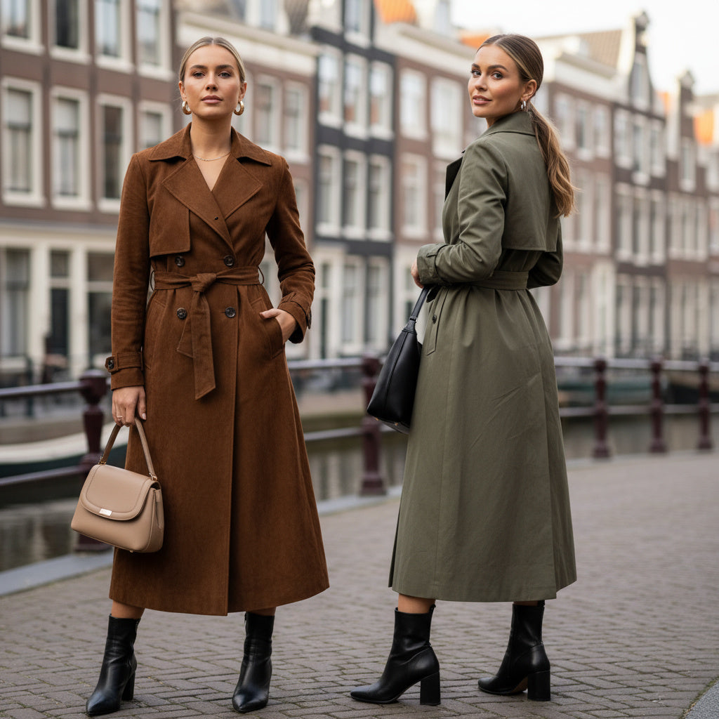 Vogora Molly Lange Faux Suède Trenchcoat