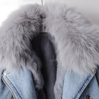 Lorena™ – Denim Jas met Luxe Imitatiebontkraag