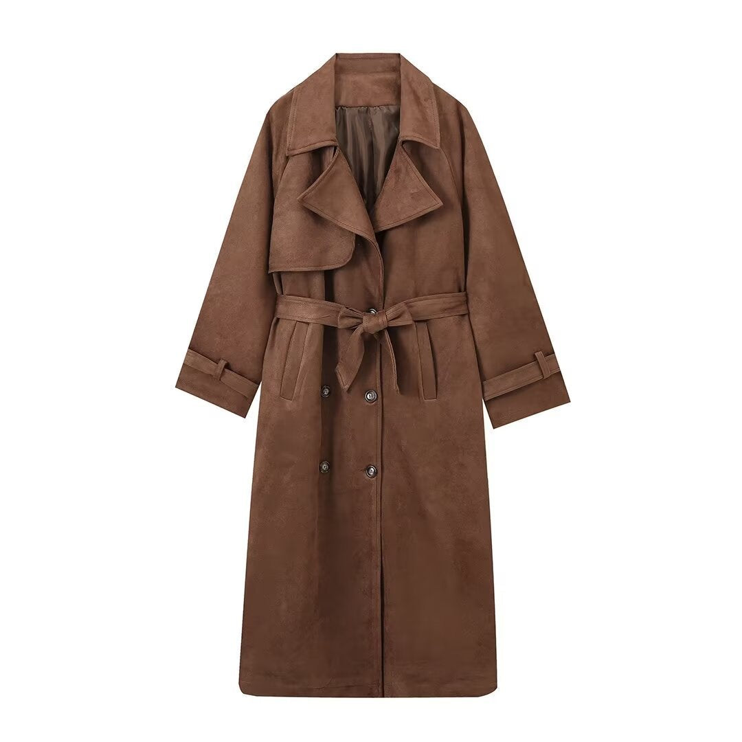 Vogora Molly Lange Faux Suède Trenchcoat