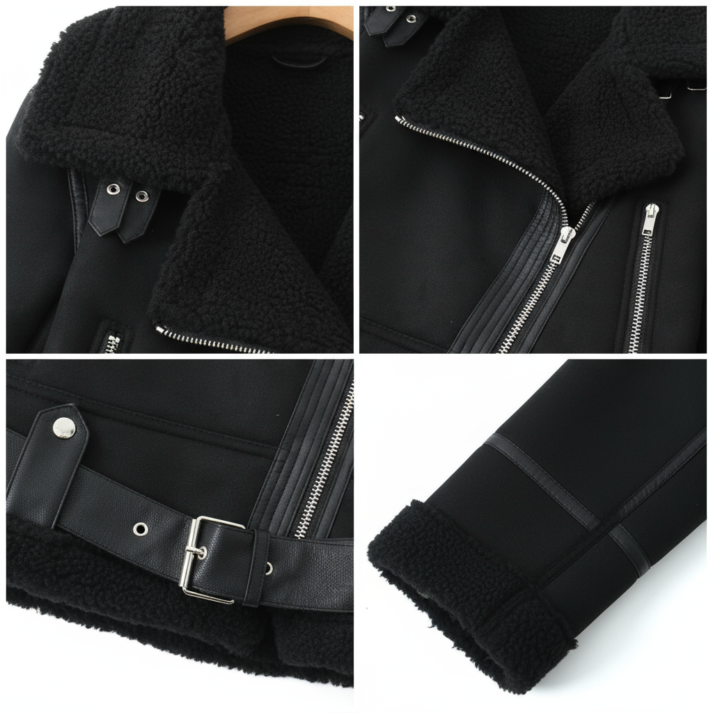 Aurélia™ – Suède-look Sherpa Jas met Riem