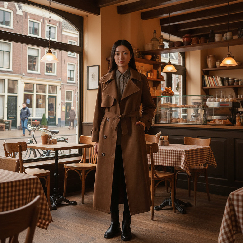 Vogora Molly Lange Faux Suède Trenchcoat