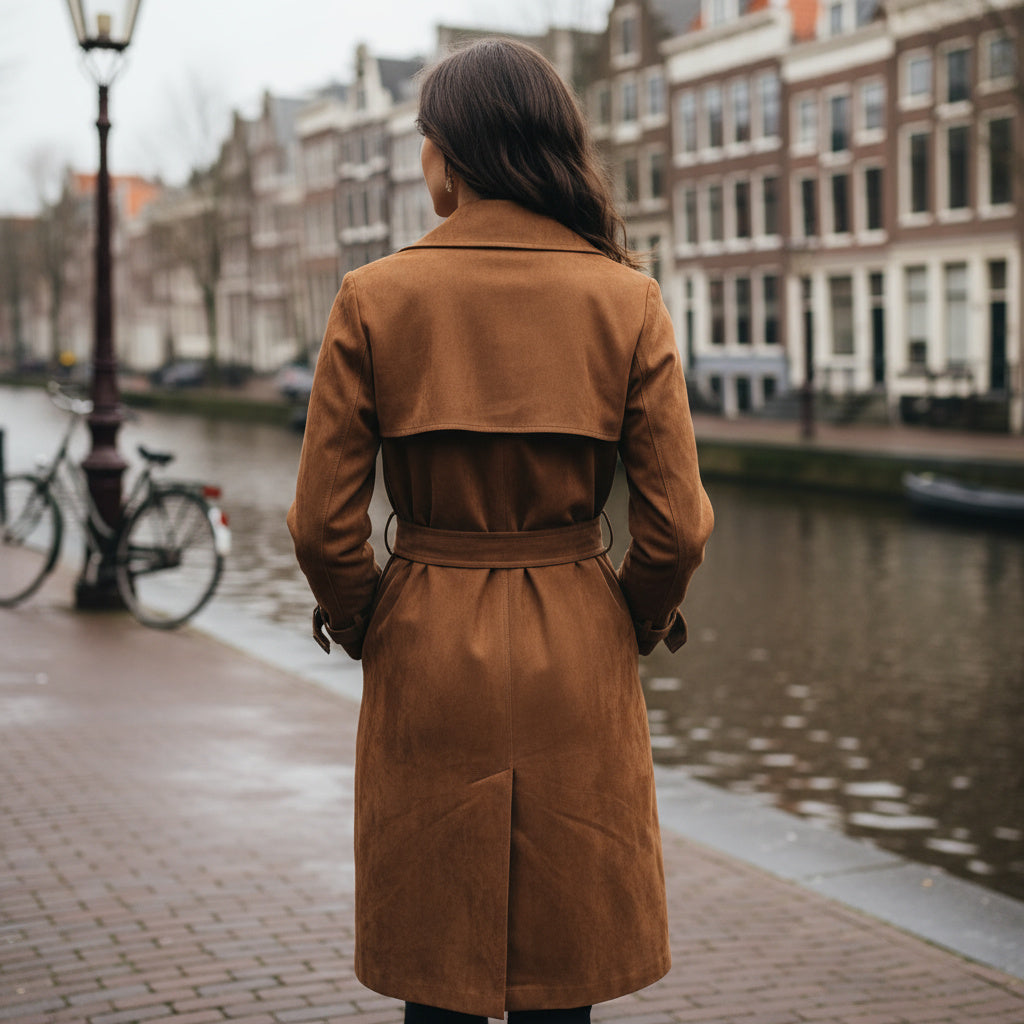 Vogora Molly Lange Faux Suède Trenchcoat